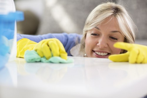 Local rug cleaning process with inspection and drying steps